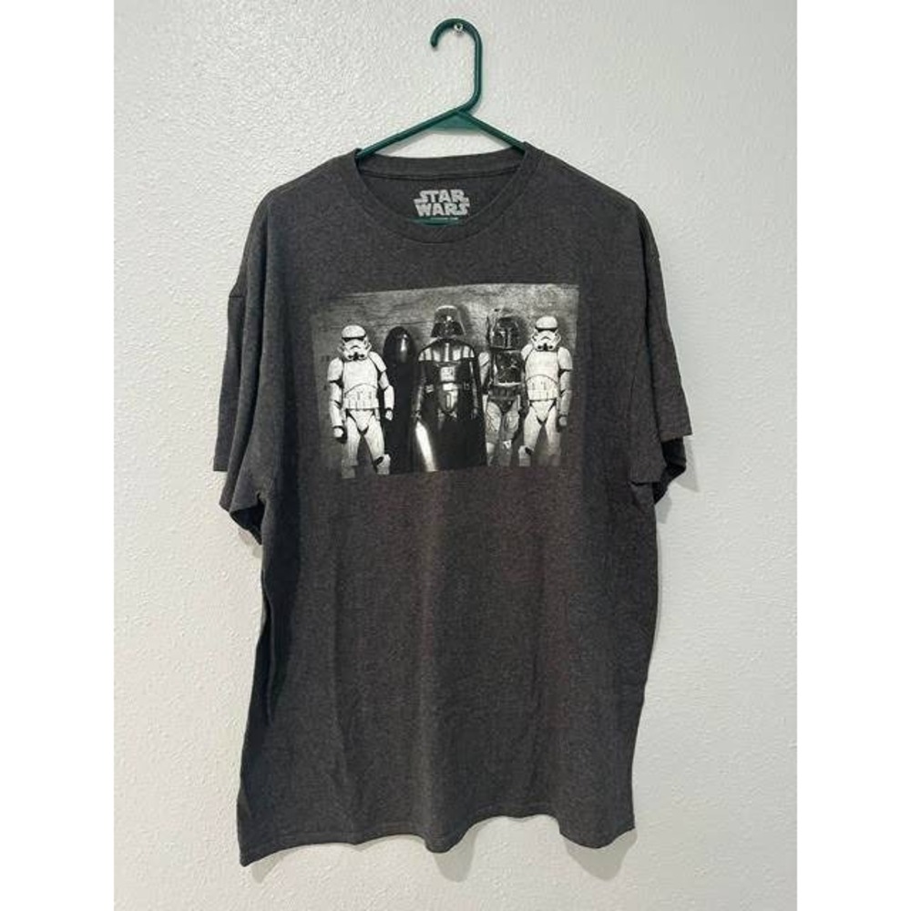 Star Wars Mens 2XL Graphic T-Shirt Charcoal Gray Darth Vader Stormtrooper Tee